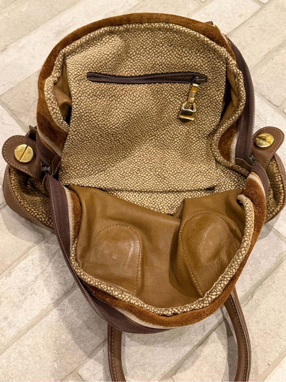 Vintage Borbonese Partridge Eye Dome Satchel Made in Italy - Picture 10 of 13